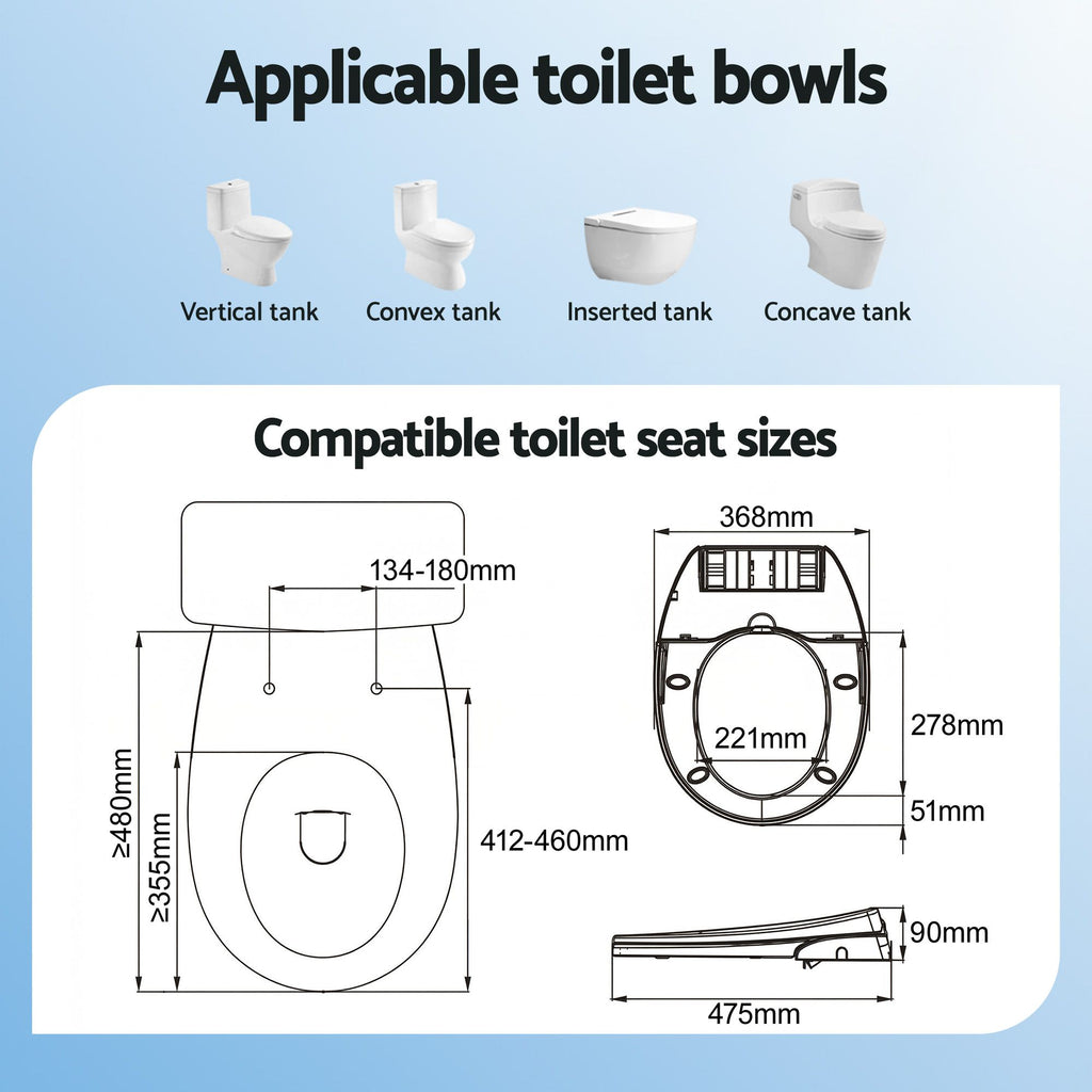 Cefito Non Electric Bidet Toilet Seat O-Shape Dual Nozzle Soft Close WaterMark DIY