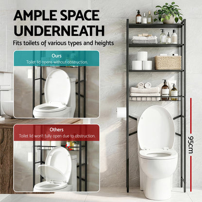 Artiss Over Toilet Bathroom Storage Rack Space Saving 4 Tier Organiser White