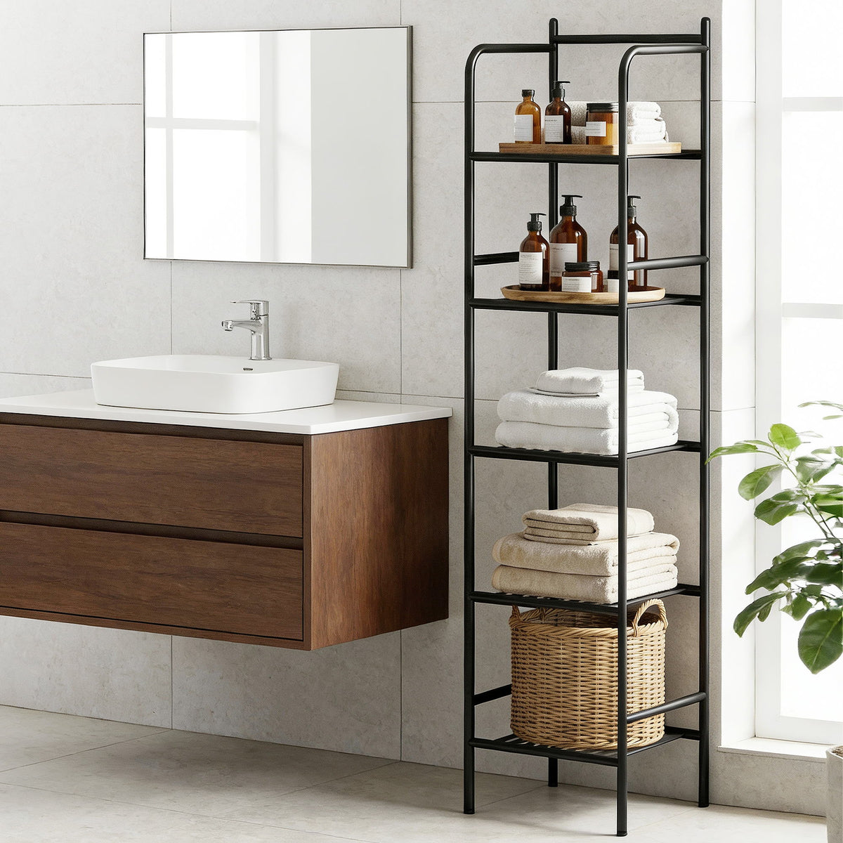 Artiss 5 Tier Floor Standing Corner Shower Caddy Bathroom Organizer Black