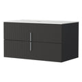 Cefito Vanity Unit 900mm Bathroom Cabinet Storage Wall Hung Black Timber Front