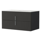 Cefito Vanity Unit 900mm Bathroom Cabinet Storage Wall Hung Black Timber Front