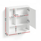 Cefito Bathroom Mirror Cabinet Mirrored Medicine Adjustable Shelf Wall Mounted 560mm White