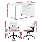 Artiss Computer Desk Executive Office Chairs Sets White