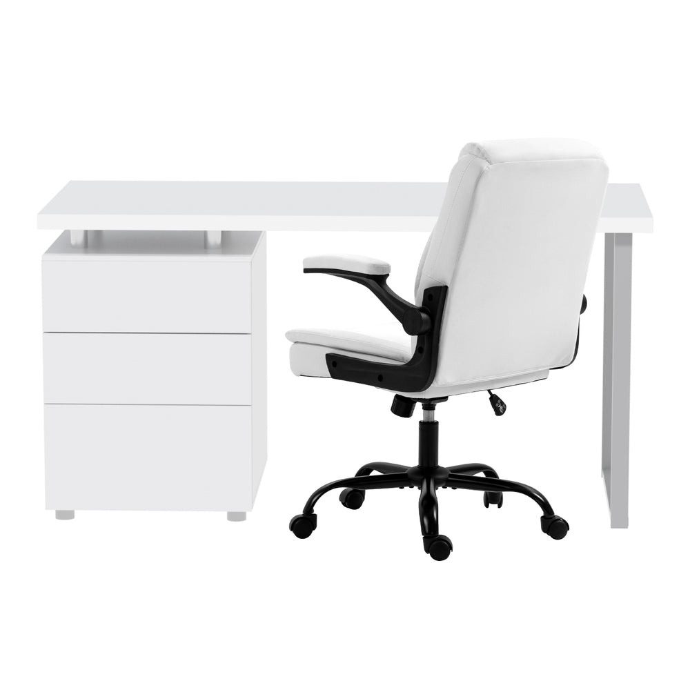 Artiss Computer Desk Executive Office Chairs Sets White