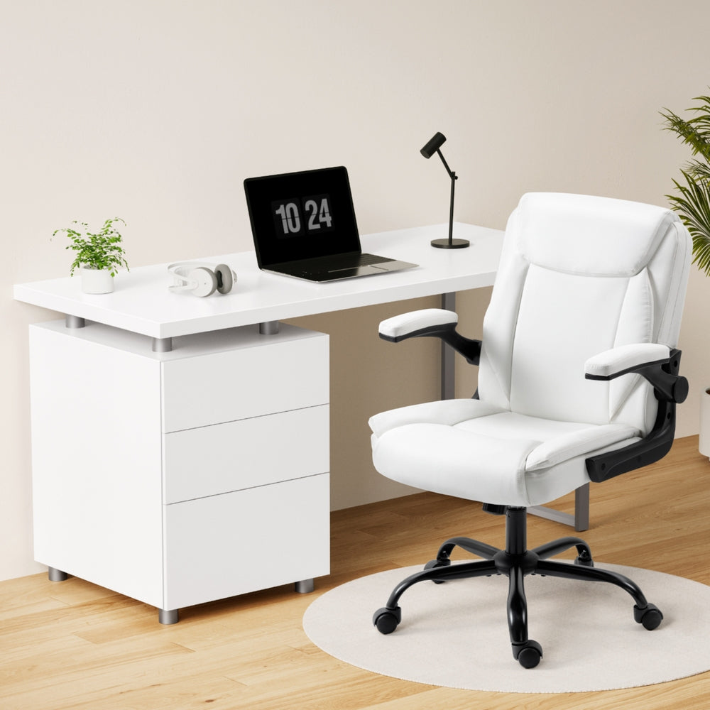 Artiss Computer Desk Executive Office Chairs Sets White