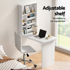 Artiss Computer Desk Office Chair Set PU Leather Wall Mount Foldable Table White