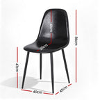 Artiss 2x Dining Chairs Retro PU Leather Kitchen Lounge Cafe Accent Chair Black