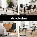 Artiss 2x Dining Chairs Retro PU Leather Kitchen Lounge Cafe Accent Chair Black