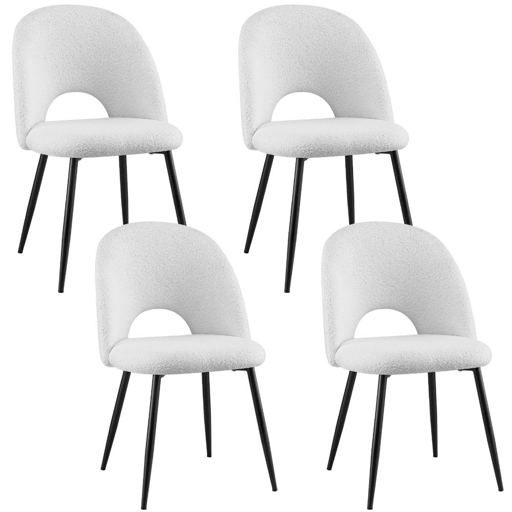 1 Set of 4 Artiss Dining Chair Boucle Sherpa