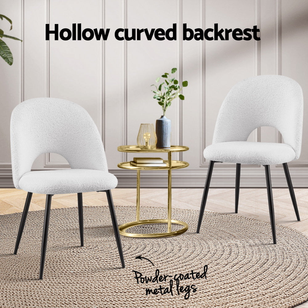 1 Set of 4 Artiss Dining Chair Boucle Sherpa