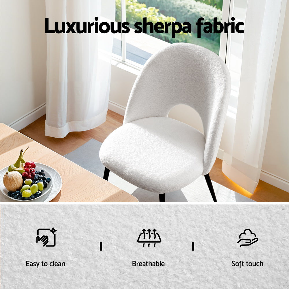 1 Set of 4 Artiss Dining Chair Boucle Sherpa