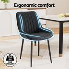Artiss 2x Dining Chairs Retro PU Leather Kitchen Lounge Cafe Accent Chair Black