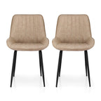 Artiss 2x Dining Chairs Retro PU Leather Kitchen Lounge Cafe Accent Chair Khaki