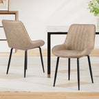 Artiss 2x Dining Chairs Retro PU Leather Kitchen Lounge Cafe Accent Chair Khaki