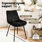 Artiss 2x Dining Chairs Velvet Tufted Kitchen Lounge Cafe Accent Chair Black