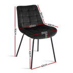 Artiss 4x Dining Chairs Velvet Tufted Kitchen Lounge Cafe Accent Chair Black