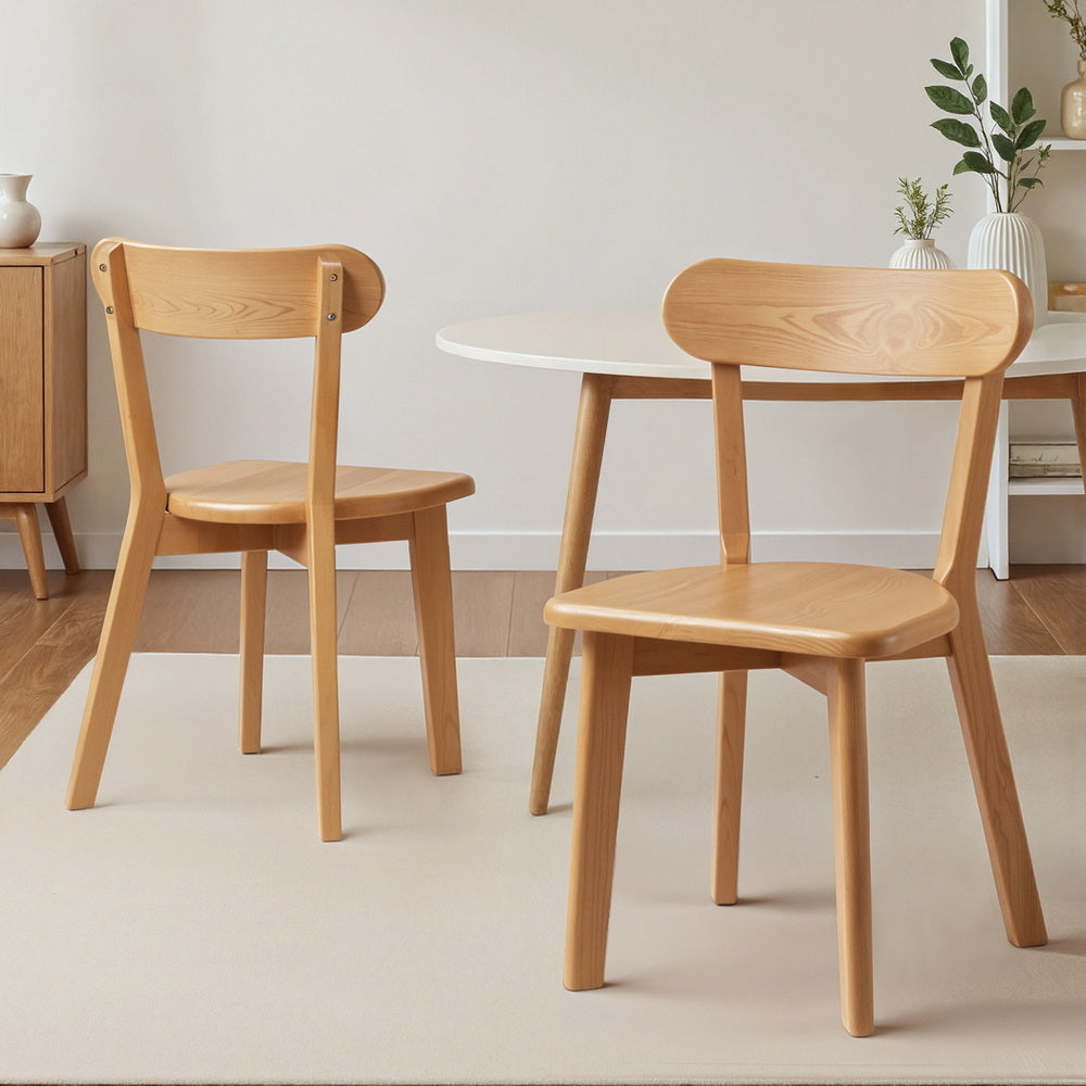 Artiss 2x Dining Chairs Wooden Kitchen Accent Chair Cafe Lounge Rubber Wood