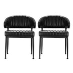 Artiss Dining Chairs Set of 2 Leather Hollow Armchair Black