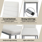 Artiss Dining Chairs Set of 4 Leather Channel Tufted White