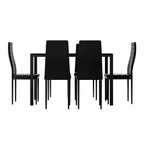 Artiss Dining Chairs and Table Dining Set 6 Chair Set Of 7 Black