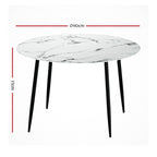 Artiss Dining Table Round Marble Effect 110CM