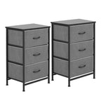 Artiss Set of 2 Chest of 3 Drawers Storage Dresser Tallboy Grey