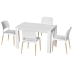 1 Artiss Dining Table and 4 Chairs Set White Wood