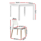 1 Artiss Dining Table and 4 Chairs Set White Wood