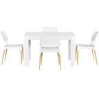 1 Artiss Dining Table and 4 Chairs Set White Wood