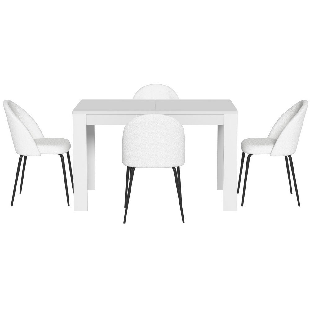 1 Artiss Dining Table and 4 Chairs Set White Sherpa
