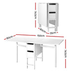 Artiss Dining Table and Chairs Set 5pcs Foldable with 2 Drawers Black and White