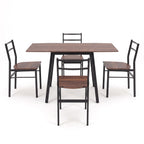 Artiss Dining Table and Chairs Set 5pcs with Extendable 60-120cm Drop-Leaf Table Brown