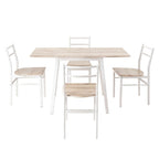 Artiss Dining Table and Chairs Set 5pcs with Extendable 60-120cm Drop-Leaf Table Natural White
