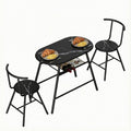 Artiss Dining Table Set 3PC Bistro Kitchen Storage Wine Rack Black Marble Style