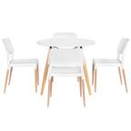 1 Artiss Dining Table and 4 Chairs Set Round White