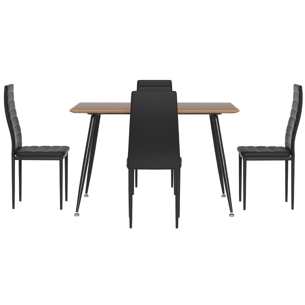 1 Artiss Dining Table and 4 Chairs Set Rectangle Metal