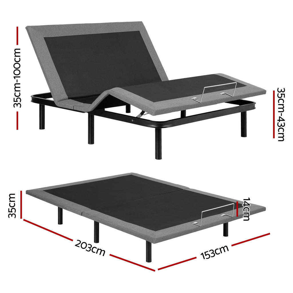 Artiss Adjustable Bed Frame Queen Size Electric Bed Base Wireless Remote Control Zero Gravity Power Bed Foundation