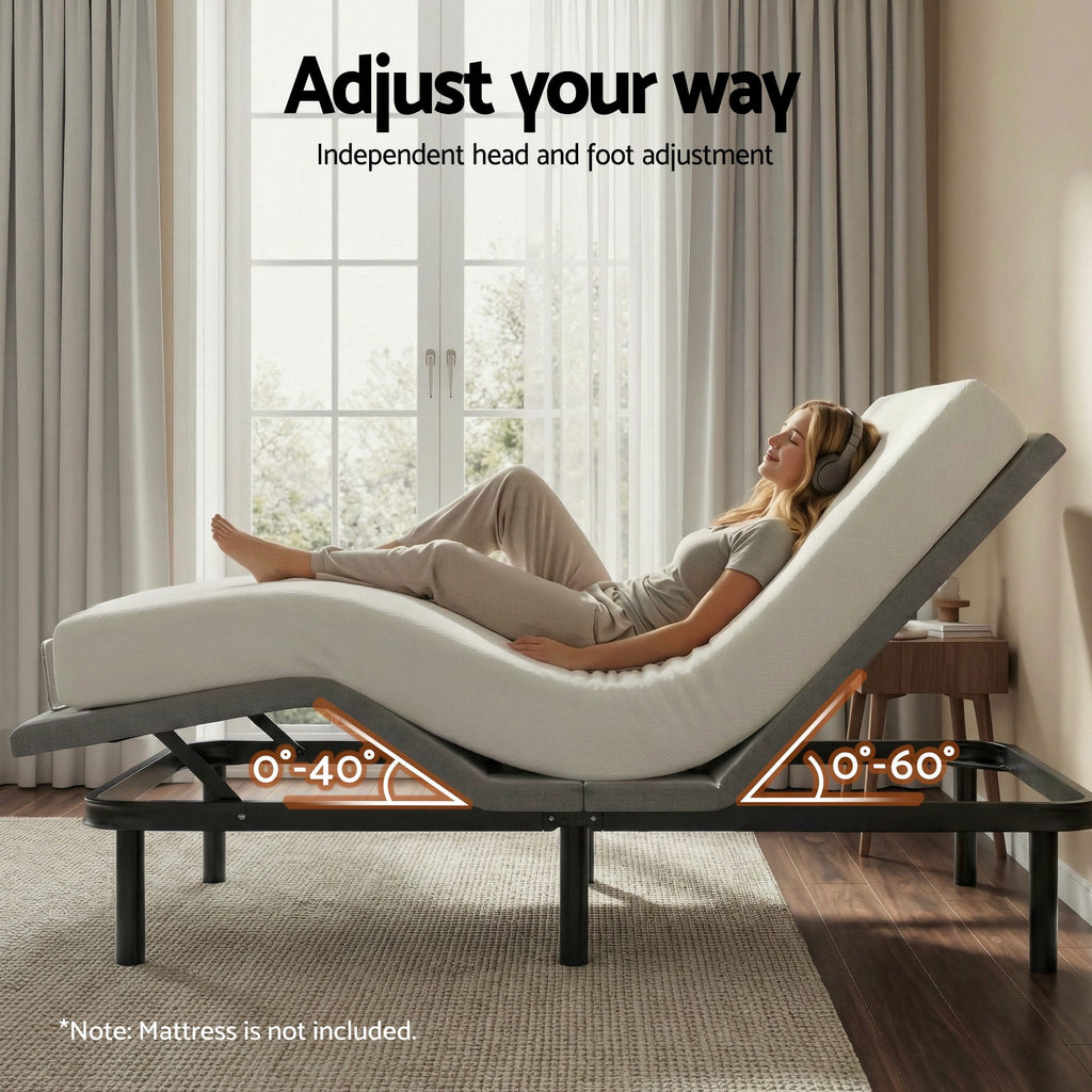 Artiss Adjustable Bed Frame Queen Size Electric Bed Base Wireless Remote Control Zero Gravity Power Bed Foundation