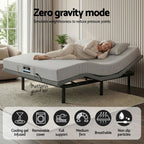 Artiss Double Bed Frame and Giselle Bedding Double Memory Foam Mattress Set, Electric Bed Base with Zero Gravity & 7 Zone Cooling Comfort for Back Pain Relief, Black & Grey,15cm Thickness