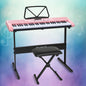 Alpha 61 Keys Electronic Piano Keyboard Digital Electric w/ Stand Stool Pink