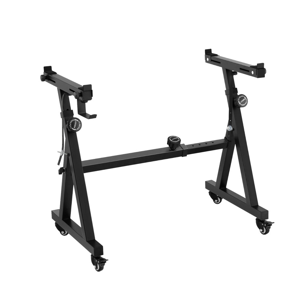 Alpha Heavy Duty Adjustable Piano Stand with Lockable Wheels Z-Stand Black