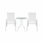 Gardeon 3PC Outdoor Bistro Set Table and Chairs Stackable Patio Furniture White