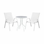 Gardeon 3PC Outdoor Bistro Set Table and Chairs Stackable Patio Furniture White