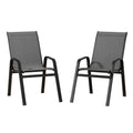 Gardeon 2PC Outdoor Dining Chairs Stackable Lounge Chair Patio Furniture Grey