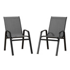 Gardeon 2PC Outdoor Dining Chairs Stackable Lounge Chair Patio Furniture Grey