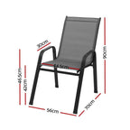 Gardeon 2PC Outdoor Dining Chairs Stackable Lounge Chair Patio Furniture Grey