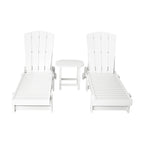 Gardeon Sun Lounge Lounger Table and Chairs Beach Chair Adirondack HDPE Patio Outdoor Furniture Wheels White