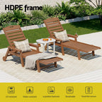 Gardeon Sun Lounge Lounger Table and Chairs Beach Chair HDPE Patio Outdoor Furniture Wheels Brown