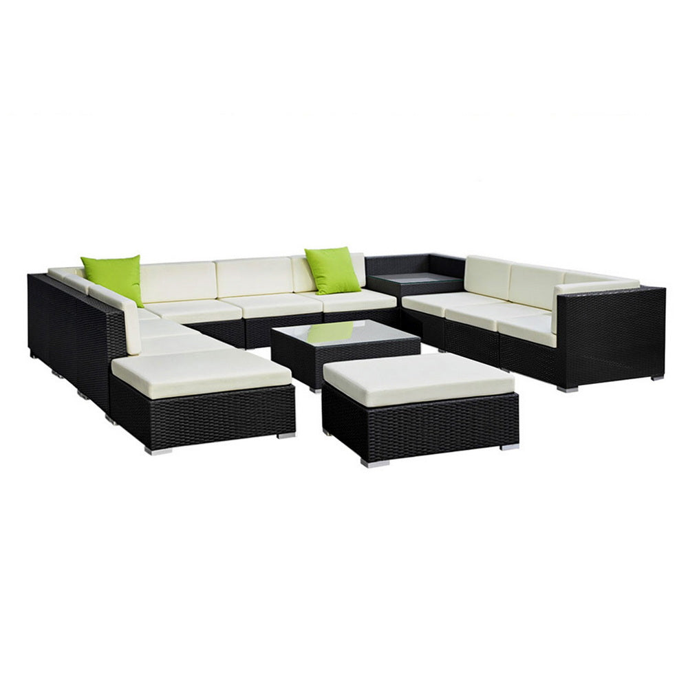 Gardeon 13-Piece Outdoor Sofa Set Wicker Couch Lounge Setting Cover