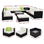 Gardeon 13-Piece Outdoor Sofa Set Wicker Couch Lounge Setting Cover